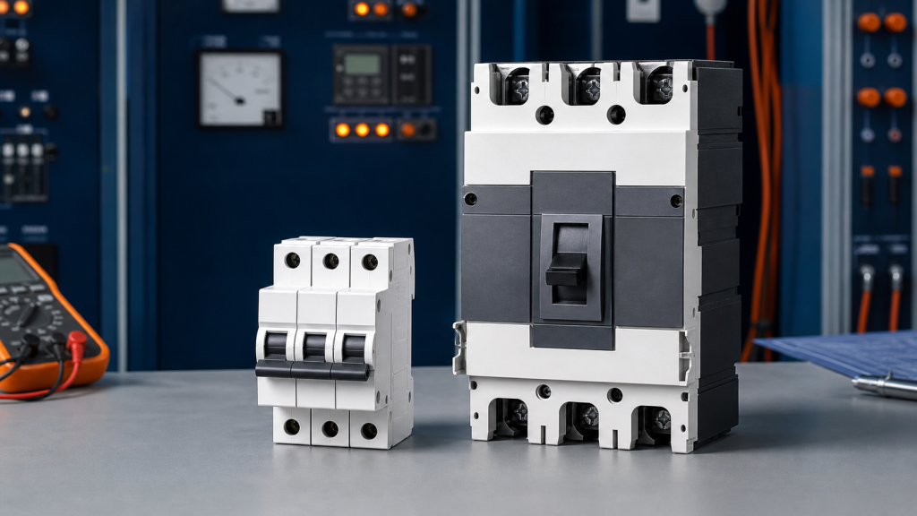 MCB and MCCB circuit breakers for electrical protection